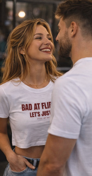 BAD AT FLIRTING - Ladies Cropped Tee